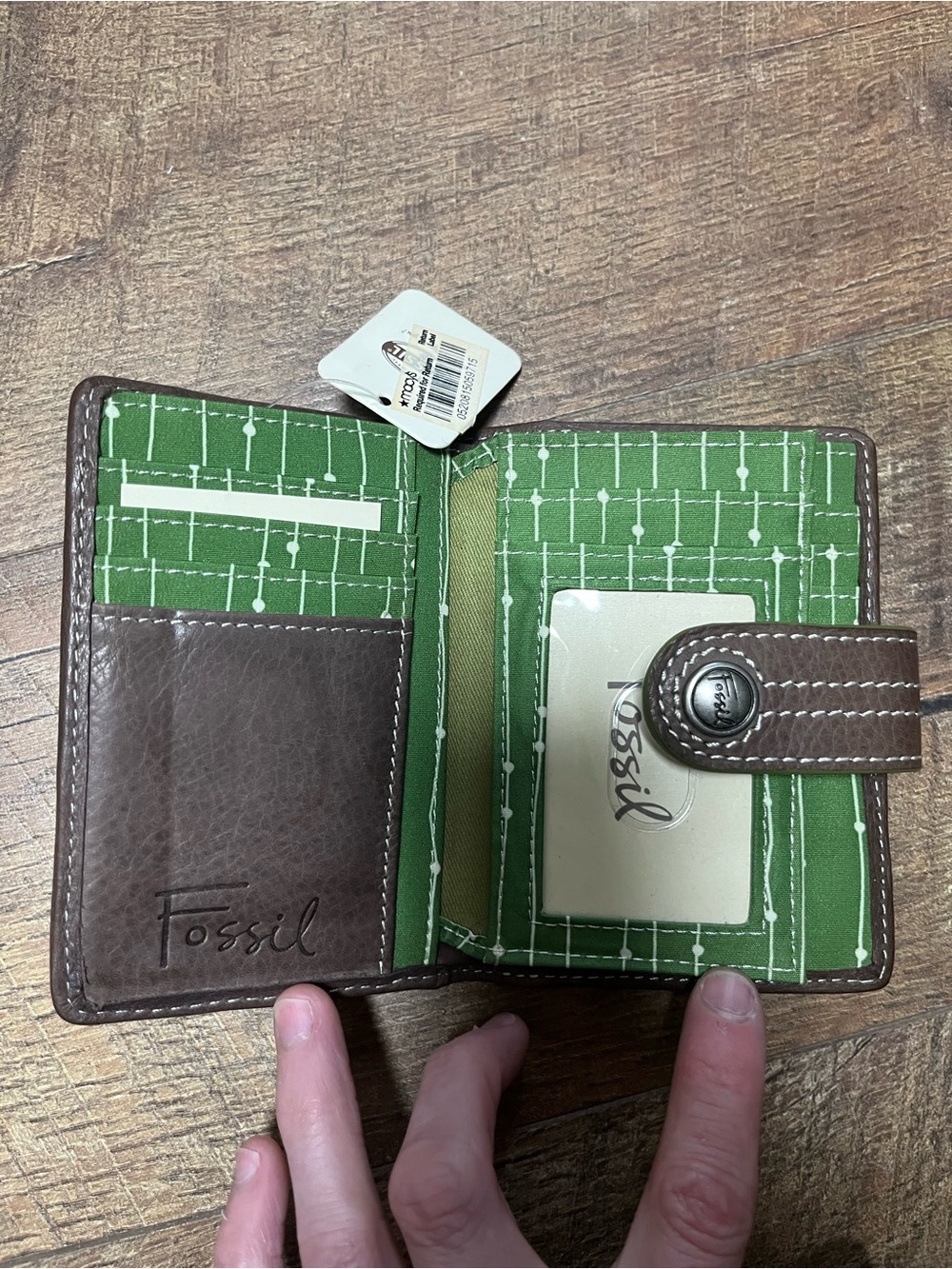 Fossil Compact Dark Brown Leather Snap Wallet